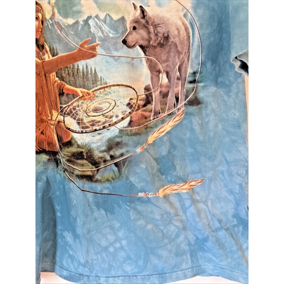 Vtg Y2K The Mountain 2001 T-Shirt 2XL Wolf Dreamcatcher Tie Dye - Excellent Cond - Picture 5 of 13